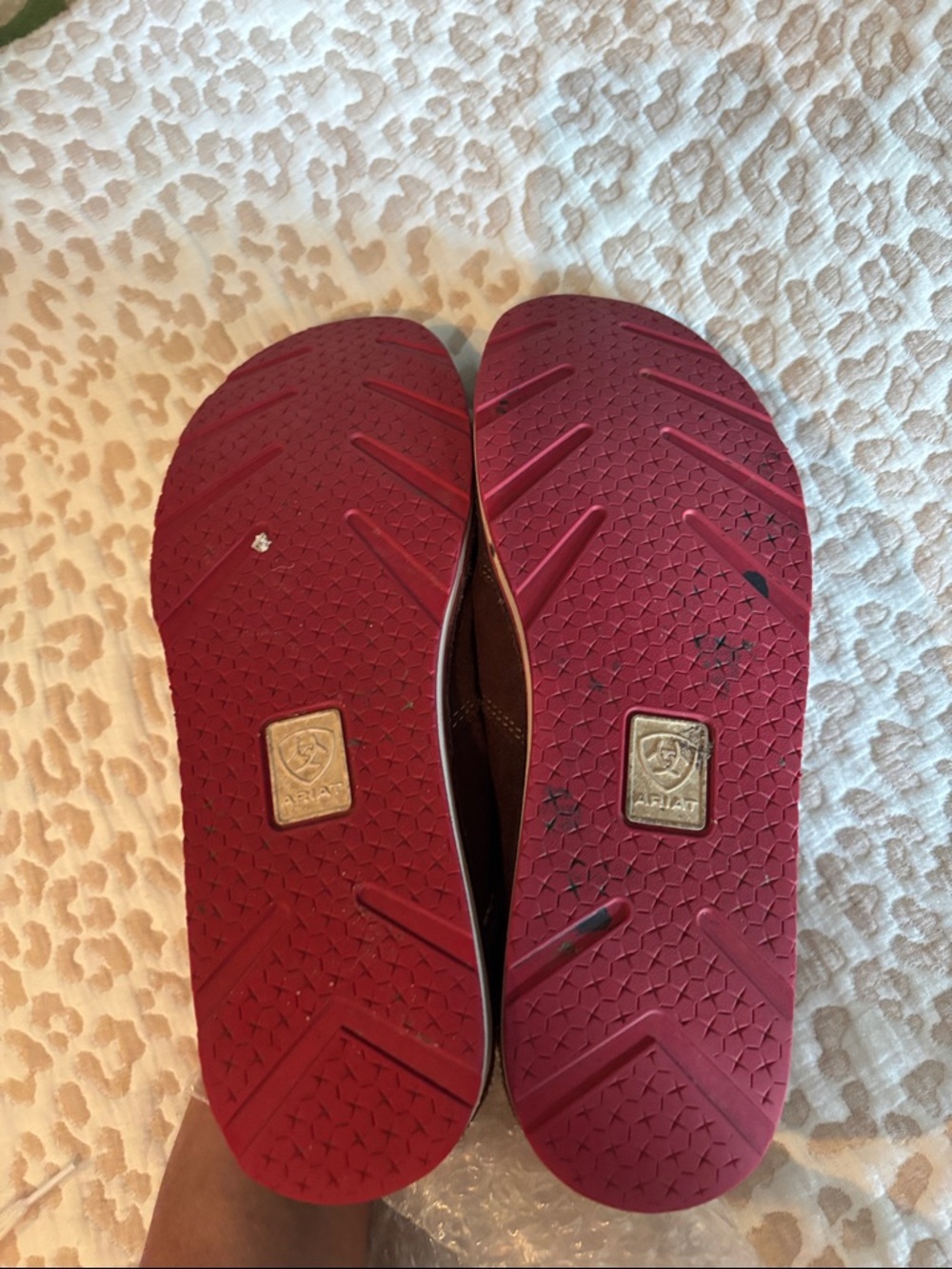 Ariat Women's Casual Slip-On Loafers in Red and Brown bandana print! All leather - Picture 4 of 5